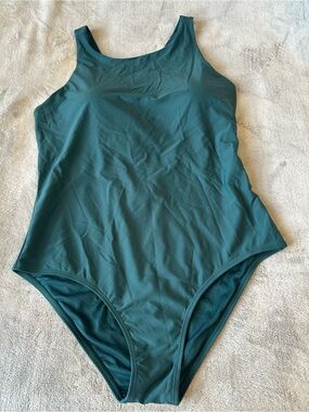 Eddie Bauer Teal Scoop Neck One-Piece Swimsuit
